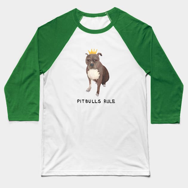 Pitbulls Rule Baseball T-Shirt by Das Brooklyn